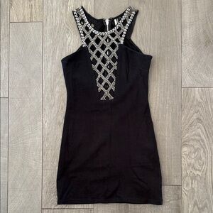 Topshop Black Mini Dress with Silver Detailing